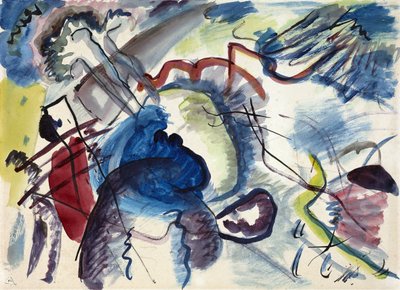 ""Esquisse pour peinture a bordure blanche"" (Sketch for Painting with White Border) (Entwurf zum Bild mit weissem Rand)Peinture de Vassily Kandinsky (ou Wassily Kandinski ou Kandinskij   1319820   no       norwegian Successfully Translated  Original: Tuli av Wassily Kandinsky