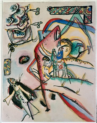 Ekspresjonisme: "" The Horseman"" Maleri av Vassily Kandinsky (eller Wassily Kandinski eller Kandinskij, 1866-1944). 1916 New York, Museum of Modern Art av Wassily Kandinsky