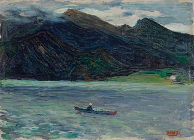Kochel - innsjø med båt av Wassily Kandinsky