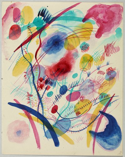 Komposisjon i rødt, blått, grønt og gult av Wassily Kandinsky