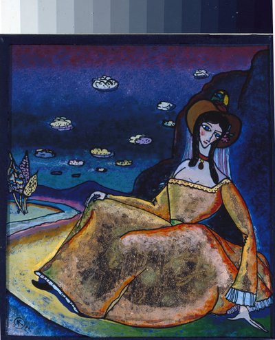 ""The Lady in Her Golden Dress"" Maleri av Vassily Kandinsky (eller Wassily Kandinski eller Kandinskij av Wassily Kandinsky
