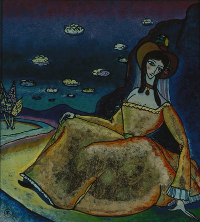 Dame i gullkjole, 1917 av Wassily Kandinsky