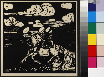 Ridderne (Les Chevaliers), av Kandinsky, Wassily Vasilyevich (1866-1944). Tresnitt av Wassily Kandinsky