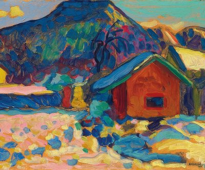 Vinterstudie med fjell. 1908 av Wassily Kandinsky