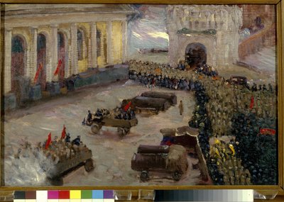 Den russiske revolusjonen i februar 1917 til Moskva. (Februarrevolusjonen i Moskva). Maleri av Vasily Nikitich Meshkov (1868-1946) av Wassily Meshkov