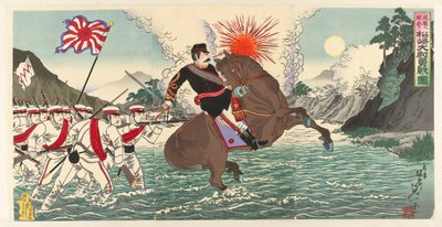 En skildring av kaptein Matsuzakis heroiske kamp i slaget ved Songhwan Seikan no eki ni oite Matsuzaki Taii yûsen no zu (tittel på objekt) av Watanabe Nobukazu