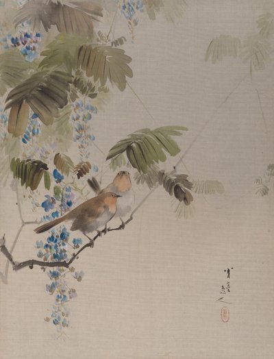 Fugler og blomster, ca. 1887. av Watanabe Seitei