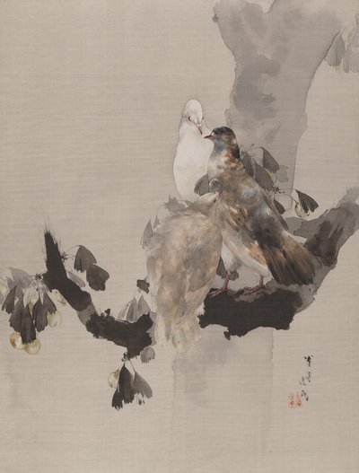 Duer i et tre, ca. 1887. av Watanabe Seitei