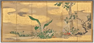 Flowers and Trees of the Four Seasons (høyre skjerm) av Watanabe Shiko