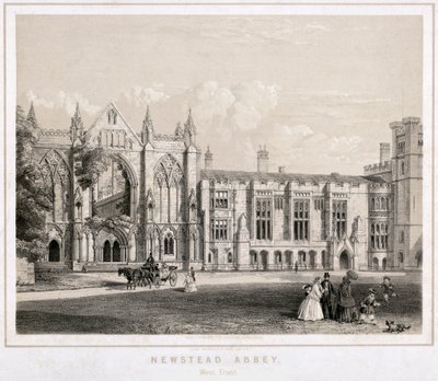 Vestsiden av Newstead Abbey, Nottinghamshire, c1860 av Waterlow and Sons