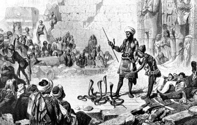 'Slangetjukker i det andre rommet til Medinet-Habou', 1881 av Weber M