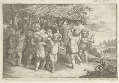 Gutter som lager musikk og danser bærer en bacchant av Wenceslaus Hollar (rejected attribution)