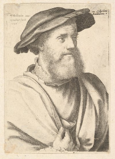 En skjeggete mann etter Hans Holbein, 1646. av Wenceslaus Hollar