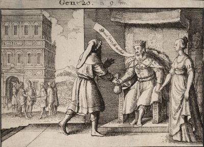Abimelek irettesetter Abraham. Tilstand 1 av Wenceslaus Hollar