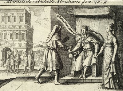 Abimelek irettesetter Abraham. Tilstand 2 av Wenceslaus Hollar