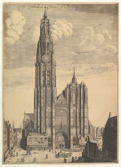 Antwerpen-katedralen (Utsikt over katedralkirkens tårn) av Wenceslaus Hollar