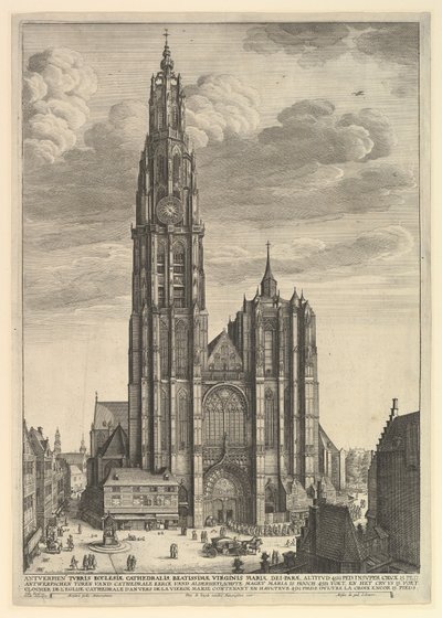 Antwerp Cathedral Prospectus Tvrris Ecclesiæ Cathedralis, 1625-77 av Wenceslaus Hollar