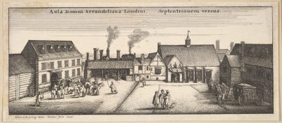 Arundel-huset fra nord, kopi, 1600-tallet. av Wenceslaus Hollar