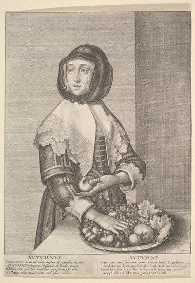 Autumnus - Autumn Three-quarter-length seasons, 1641. av Wenceslaus Hollar
