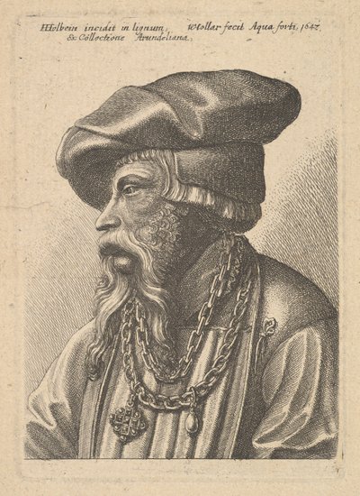 Skjeggete mann med kjedekjede, 1647. av Wenceslaus Hollar