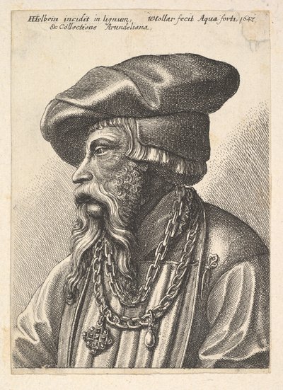 Skjeggete mann med kjedekjede, 1647. av Wenceslaus Hollar