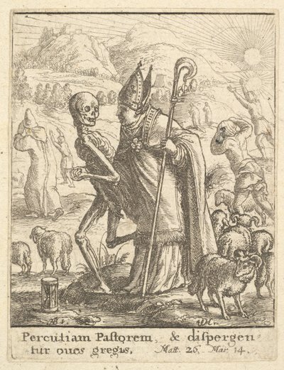 Biskop, fra Dødedansen, 1651. av Wenceslaus Hollar