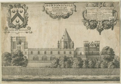 Burton-upon-Trent Abbey: kobberplategravering, 1661 av Wenceslaus Hollar