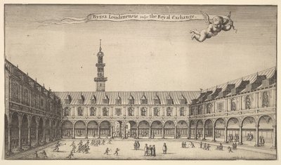 Byrsa of London, ofte kjent som Royal Exchange, Royal Exchange, London, ca. 1647 av Wenceslaus Hollar