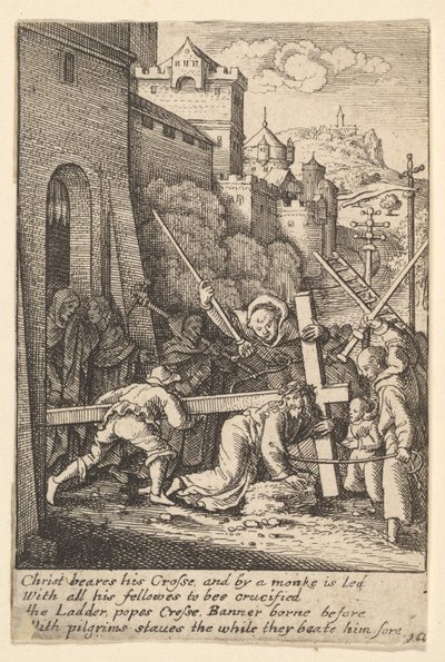 Å bære korset, 1625-77. av Wenceslaus Hollar