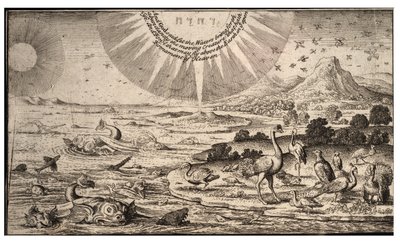 Skapelse av fugler og fisker. Tilstand 1 av Wenceslaus Hollar