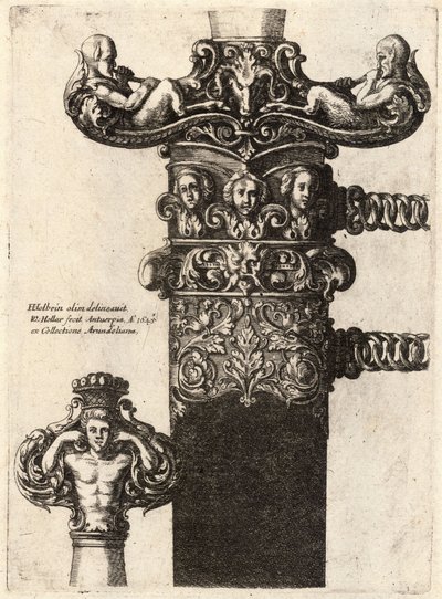 Dolk og slire, etter tegning av Hans Holbein av Wenceslaus Hollar