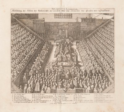 Skildring av parlamentet i Londons sesjon av dommen til jarlen av Stafford, ca 1642. av Wenceslaus Hollar