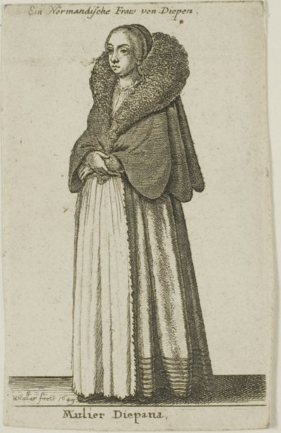 Dieppe kvinne av Wenceslaus Hollar