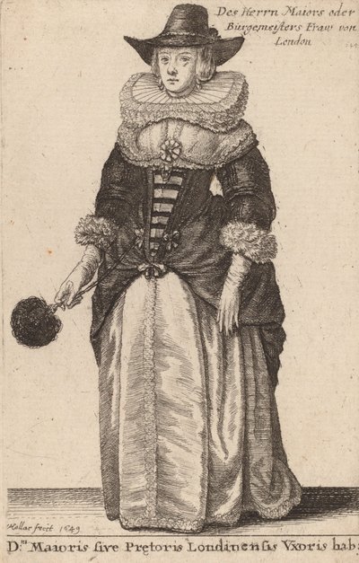 Dni Maioris eller Praetoris Londinensis Vxoris Hab:, 1649. av Wenceslaus Hollar