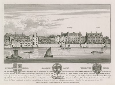 Durham House, Salisbury House og Worcester House av Wenceslaus Hollar