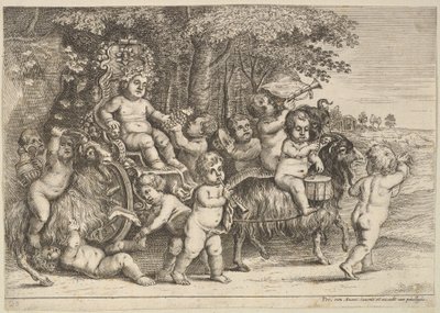 Elleve gutter og tre geiter, 1625-77. av Wenceslaus Hollar