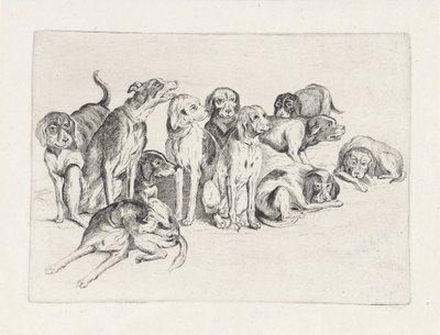 Elleve jakthunder av Wenceslaus Hollar