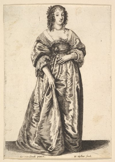 Figur av en dame som står, 1625-77. av Wenceslaus Hollar