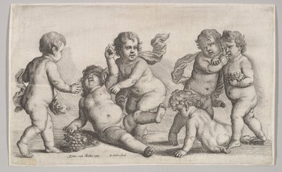 Fem gutter og en satyr, 1625-77. av Wenceslaus Hollar