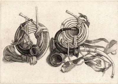 Fem jakthorn av Wenceslaus Hollar