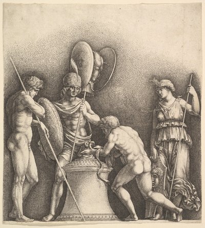 Fire klassiske skikkelser hedensk offer, 1638. av Wenceslaus Hollar