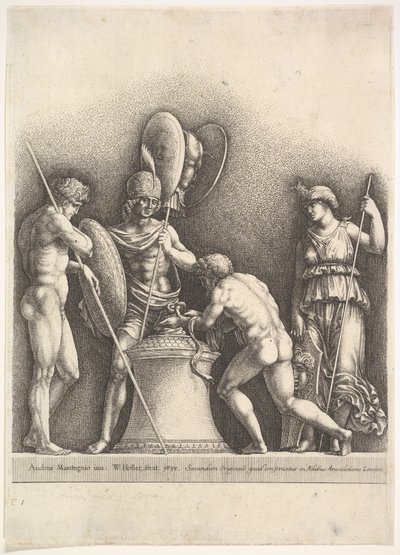 Fire klassiske skikkelser hedensk offer, 1638. av Wenceslaus Hollar