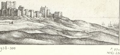 Utsikt over Dover Castle Dover Castle y West Side (tittel på objekt) Severdigheter rundt den engelske kysten (serietittel) av Wenceslaus Hollar