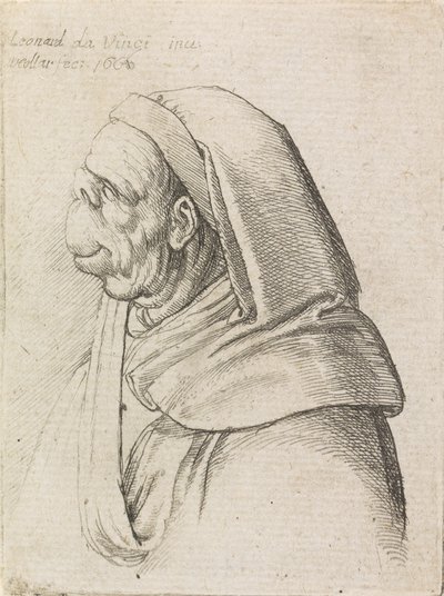Grotesk profilerte en mann med hette av Wenceslaus Hollar