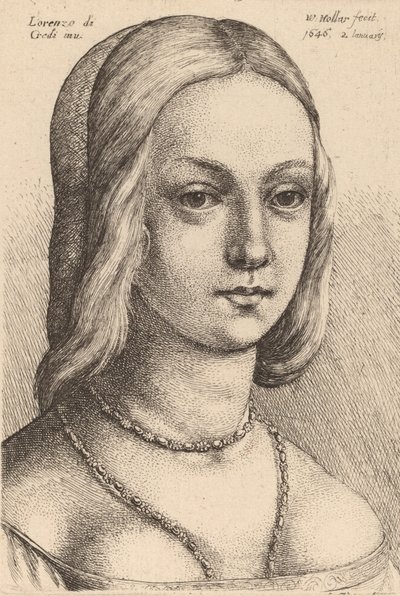 Leder for kvinne ser rett. av Wenceslaus Hollar