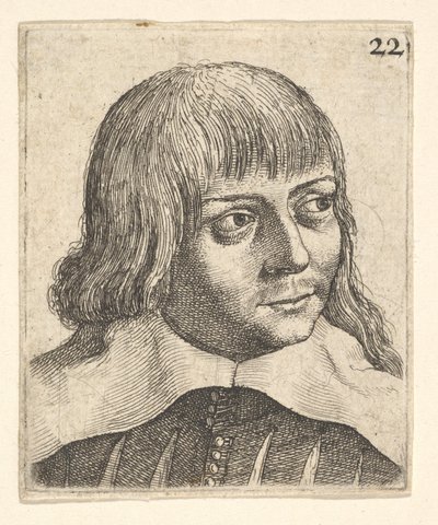 Hodet til en ung mann, vendt litt til høyre, 1625-77. av Wenceslaus Hollar