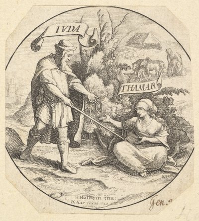 Juda og Tamar, 1640. av Wenceslaus Hollar