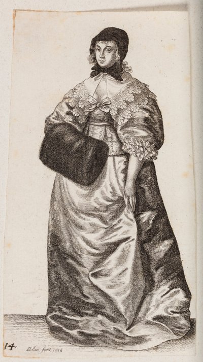 Kvinne med kyse og muffe av Wenceslaus Hollar