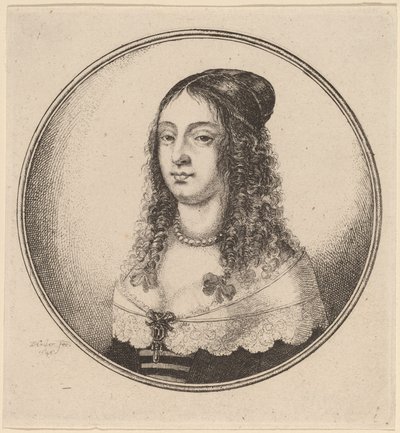 Dame med bånd på krøller av Wenceslaus Hollar