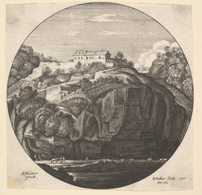 Landskap med et hus på klipper, 1646. av Wenceslaus Hollar